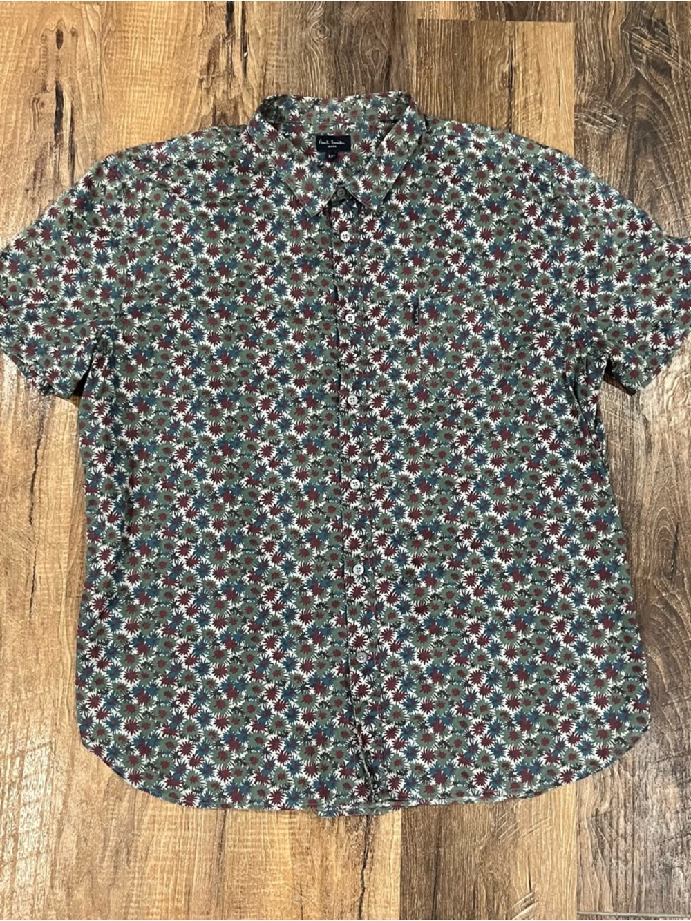 PS PAUL SMITH Jeans Floral Burst Pattern Casual Fit Short Sleeve Shirt Men XXL